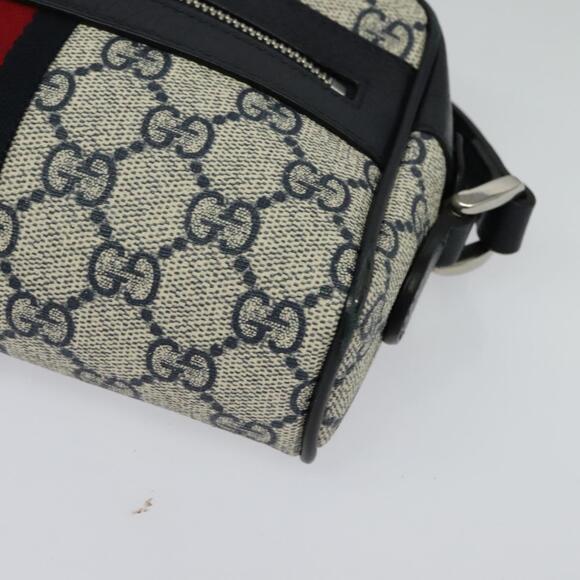 GUCCI GG Supreme Sherry Line Shoulder Bag Pvc Navy Red - Picture 11 of 16